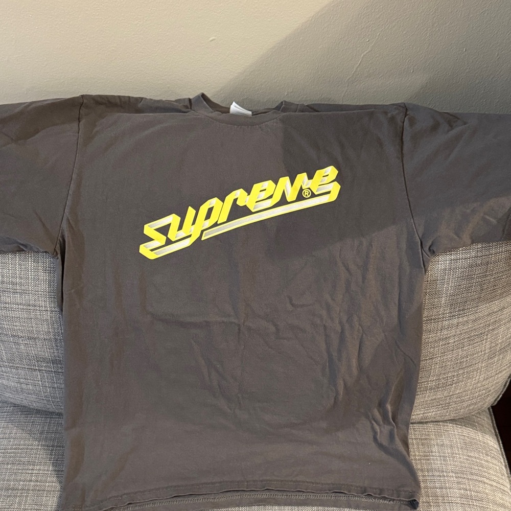 Supreme Charcoal Tee with Vibrant Yellow Logo